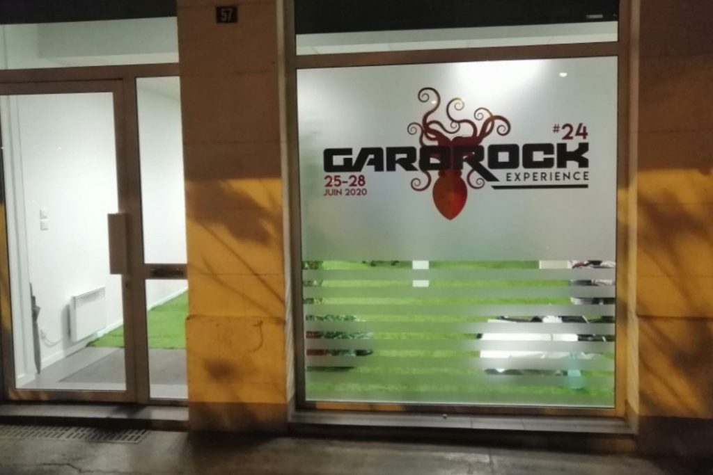 Marquage vitrine Garorock
