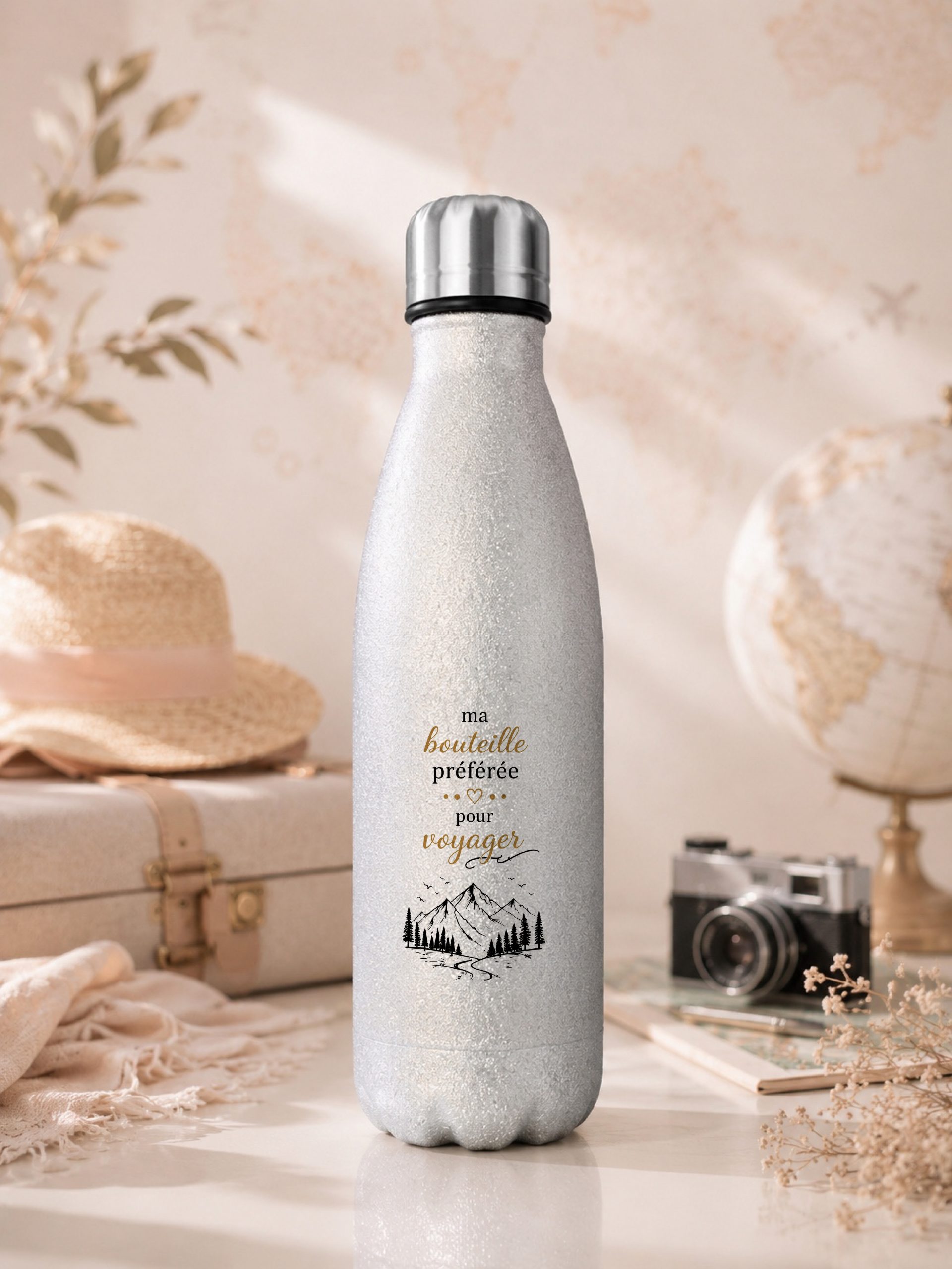 Gourde à paillettes isotherme double paroi personnalisable – Image 3